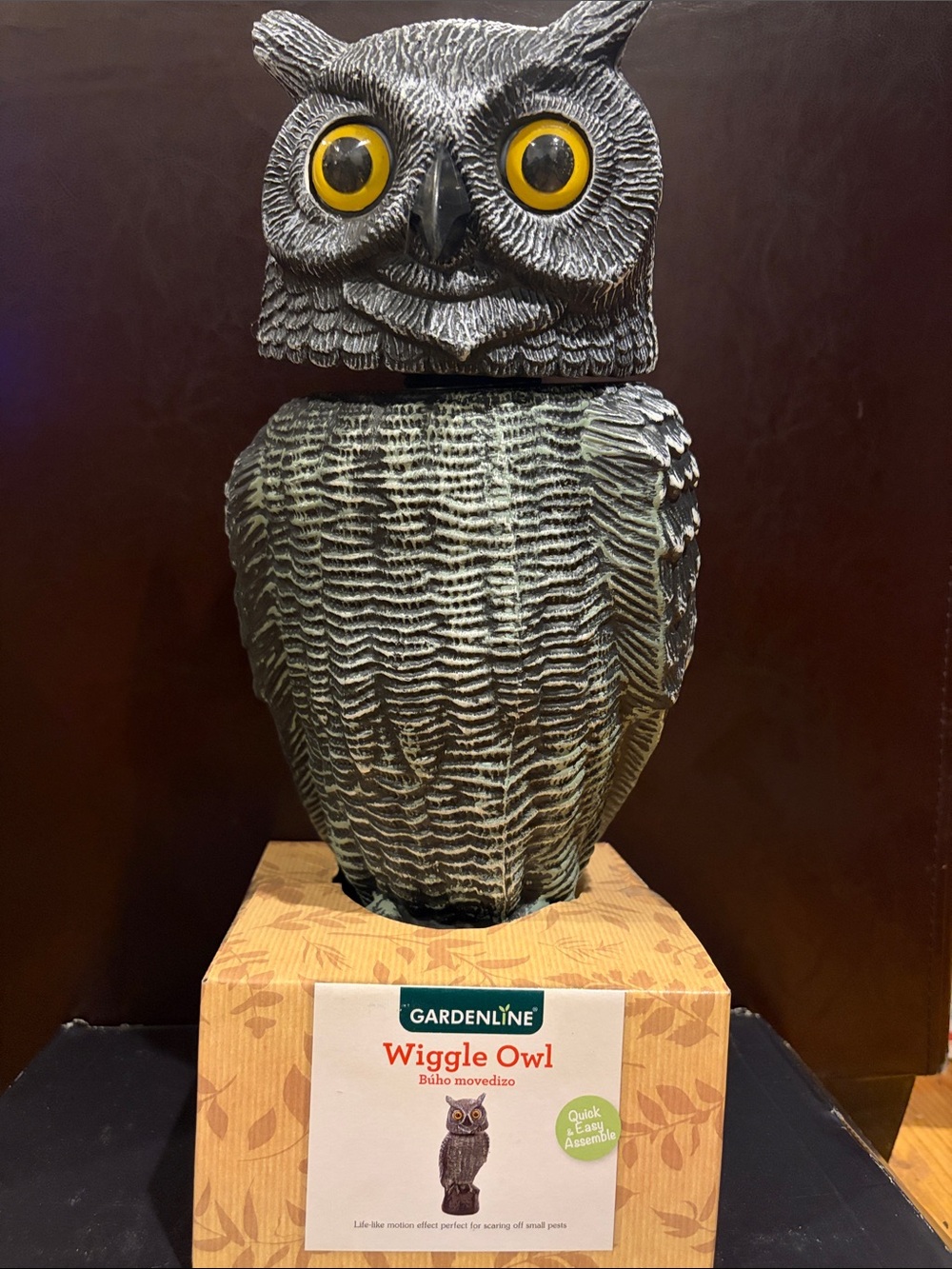 Wiggle Owl - Black and Yellow Decorative Garden Art